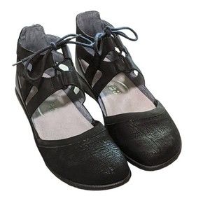 Naot Kata lace up ankle gladiator crackle black leather Israel comfort size 40